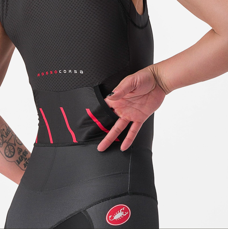 Castelli Free Sanremo Women's Sleeveless Suit in Black/Hibiscus-4